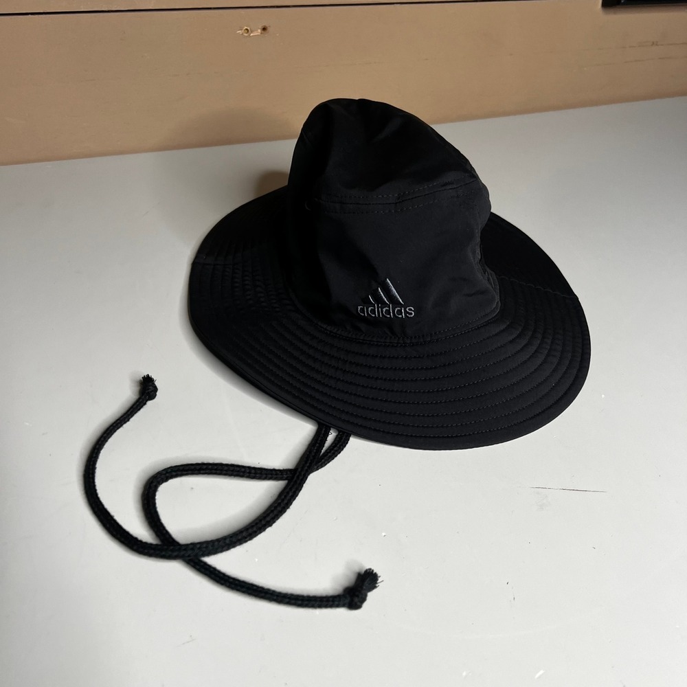 Adidas Aeroready Boonie Hat Black Wide Brim Sun Bucket Hat with Chin Strap
